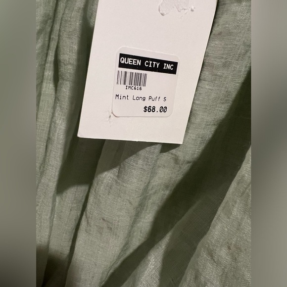 NWT Emory Park Mint Colored Cropped Blouson Long Sleeve Top - Picture 7 of 9